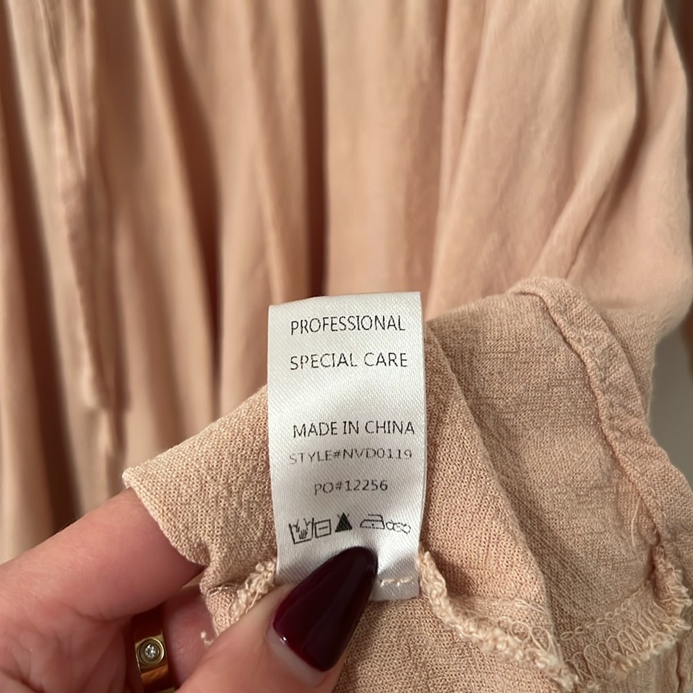Vici Beige Tan Linen Drawstring Shirt Dress XS - Picture 11 of 12